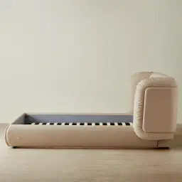 Martina Soft Beige Vegan Leather King Bed