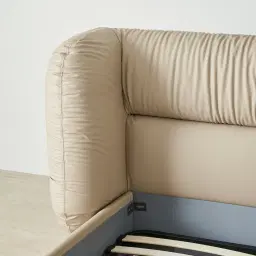 Martina Soft Beige Vegan Leather Queen Bed