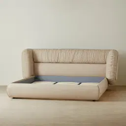 Martina Soft Beige Vegan Leather Queen Bed