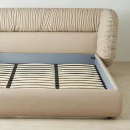 Martina Soft Beige Vegan Leather Queen Bed