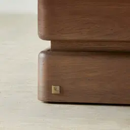 Whimsy Walnut Brown Wooden Coffee Table - Taj Mahal Sintered Stone Top