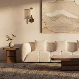 Whimsy Walnut Brown Side Table - Taj Mahal Sintered Stone Top