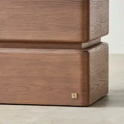 Whimsy Walnut Brown Wooden Dining Table - Taj Mahal Sintered Stone Top