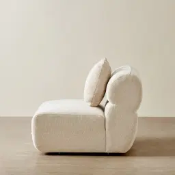 Isabella Cloud Cream Fabric Sofa - 1 Seater Armless