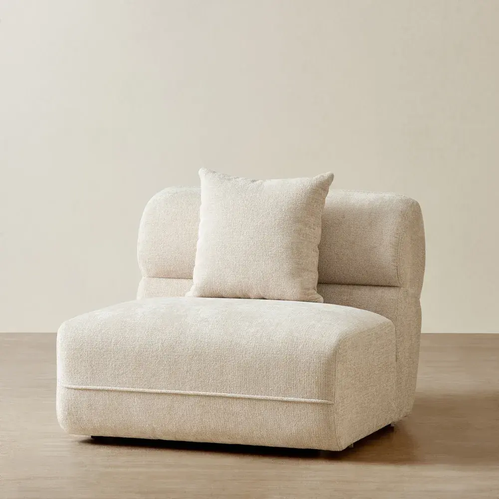 Isabella Cloud Cream Fabric Sofa - 1 Seater Armless