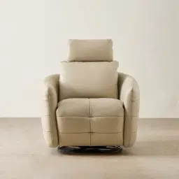 Sherlock Almond Cream Leather Electric Rocker Chair
