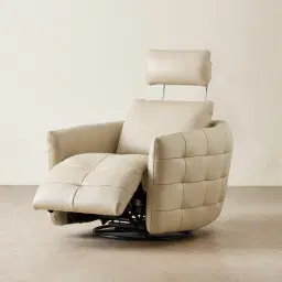 Sherlock Almond Cream Leather Electric Rocker Chair