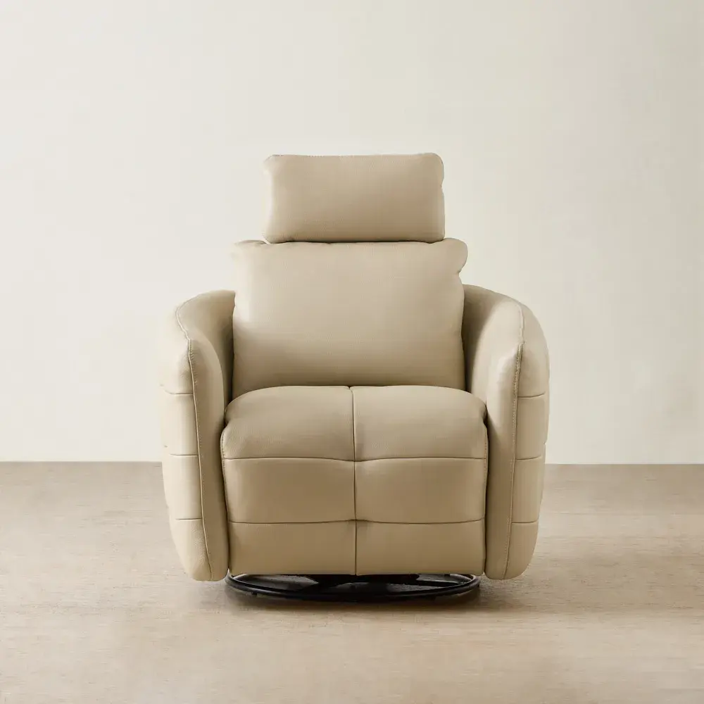 Sherlock Almond Cream Leather Electric Rocker Chair