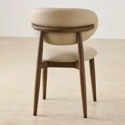 Cecilie Sand Beige Vegan Leather Dining Chair - Smoky Ash Legs