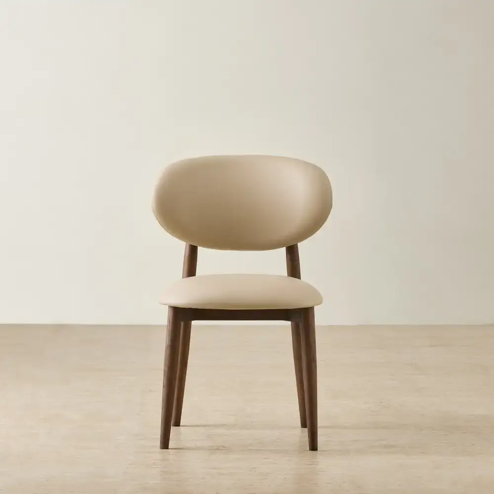 Cecilie Sand Beige Vegan Leather Dining Chair - Smoky Ash Legs