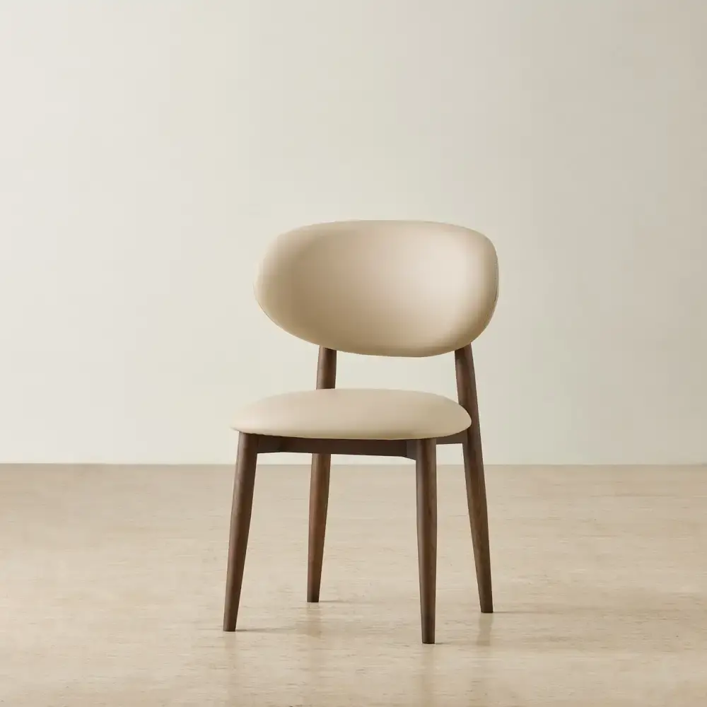 Cecilie Sand Beige Vegan Leather Dining Chair - Smoky Ash Legs
