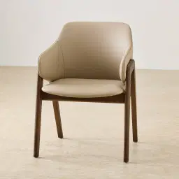 Romina Sand Beige Vegan Leather Dining Chair - Smoky Ash Legs