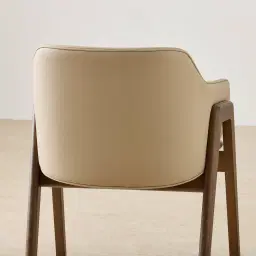 Romina Sand Beige Vegan Leather Dining Chair - Smoky Ash Legs