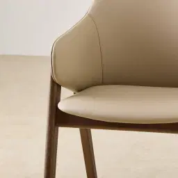 Romina Sand Beige Vegan Leather Dining Chair - Smoky Ash Legs