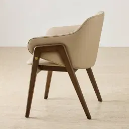 Romina Sand Beige Vegan Leather Dining Chair - Smoky Ash Legs