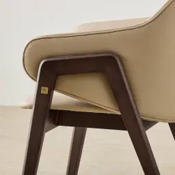 Romina Sand Beige Vegan Leather Dining Chair - Ebony Brown Ash Legs 