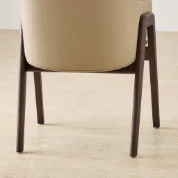 Romina Sand Beige Vegan Leather Dining Chair - Ebony Brown Ash Legs 