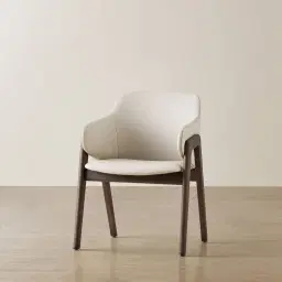 Romina Glacier Grey Vegan Leather Dining Chair - Ebony Brown Ash Legs