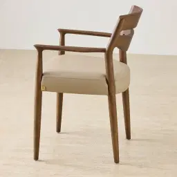 Gloria Sand Beige Vegan Leather Dining Chair - Smoky Ash Legs