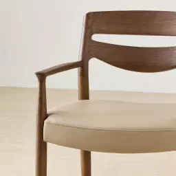 Gloria Sand Beige Vegan Leather Dining Chair - Smoky Ash Legs