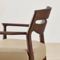 Gloria Sand Beige Vegan Leather Dining Chair - Ebony Brown Ash Legs