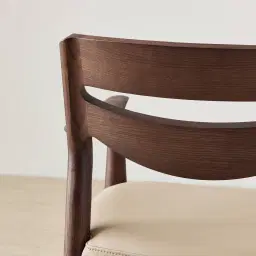 Gloria Sand Beige Vegan Leather Dining Chair - Ebony Brown Ash Legs