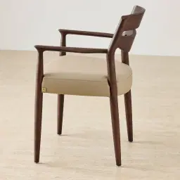 Gloria Sand Beige Vegan Leather Dining Chair - Ebony Brown Ash Legs