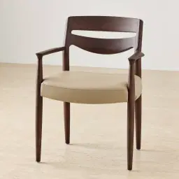 Gloria Sand Beige Vegan Leather Dining Chair - Ebony Brown Ash Legs