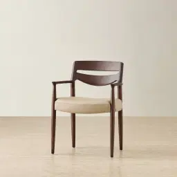 Gloria Sand Beige Vegan Leather Dining Chair - Ebony Brown Ash Legs