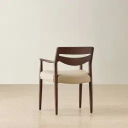 Gloria Sand Beige Vegan Leather Dining Chair - Ebony Brown Ash Legs