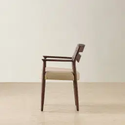 Gloria Sand Beige Vegan Leather Dining Chair - Ebony Brown Ash Legs