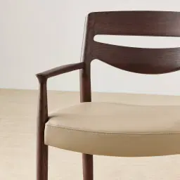 Gloria Sand Beige Vegan Leather Dining Chair - Ebony Brown Ash Legs