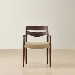 Gloria Sand Beige Vegan Leather Dining Chair - Ebony Brown Ash Legs