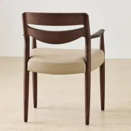 Gloria Sand Beige Vegan Leather Dining Chair - Ebony Brown Ash Legs