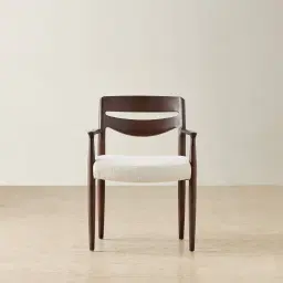 Gloria Fusion Grey Fabric Dining Chair - Ebony Brown Ash Legs