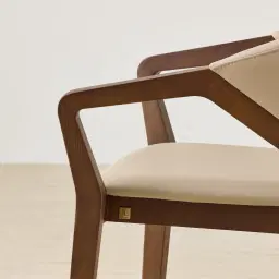 Athens Sand Beige Vegan Leather Dining Chair - Smoky Ash Legs