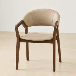 Athens Sand Beige Vegan Leather Dining Chair - Smoky Ash Legs