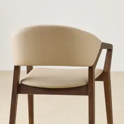 Athens Sand Beige Vegan Leather Dining Chair - Smoky Ash Legs