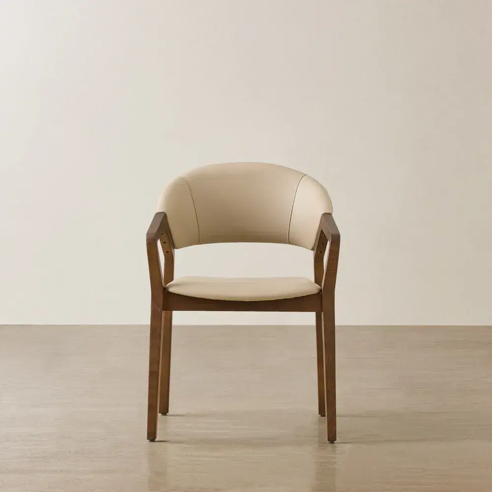 Athens Sand Beige Vegan Leather Dining Chair - Smoky Ash Legs