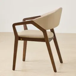 Athens Sand Beige Vegan Leather Dining Chair - Smoky Ash Legs