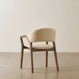Athens Sand Beige Vegan Leather Dining Chair - Smoky Ash Legs