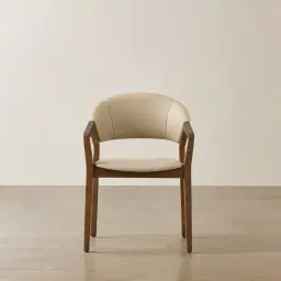 Athens Sand Beige Vegan Leather Dining Chair - Smoky Ash Legs