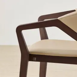 Athens Sand Beige Vegan Leather Dining Chair - Ebony Brown Ash Legs