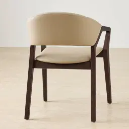 Athens Sand Beige Vegan Leather Dining Chair - Ebony Brown Ash Legs