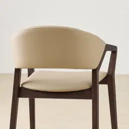 Athens Sand Beige Vegan Leather Dining Chair - Ebony Brown Ash Legs