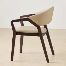Athens Sand Beige Vegan Leather Dining Chair - Ebony Brown Ash Legs