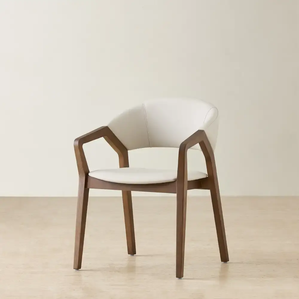 Athens Glacier Grey Vegan Leather Dining Chair - Smoky Ash Legs