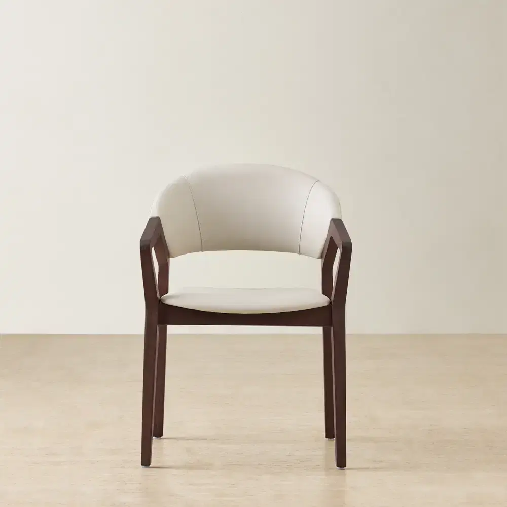 Athens Glacier Grey Vegan Leather Dining Chair - Ebony Brown Ash Legs