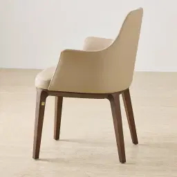 Ballina Sand Beige Vegan Leather Dining Chair - Smoky Ash Legs