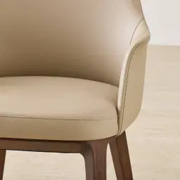 Ballina Sand Beige Vegan Leather Dining Chair - Smoky Ash Legs